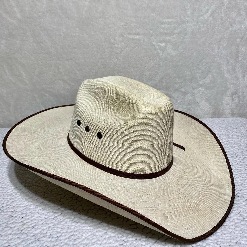 ATWOOD 5X Hereford Palm Leaf Cowboy Hat Low Crown Chocolate Bound Edge Western